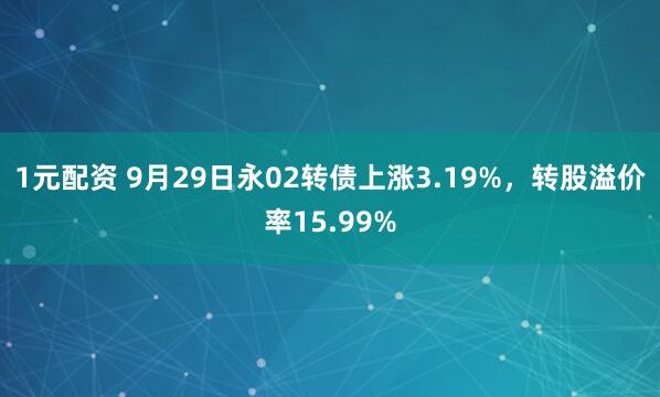 1元配资 9月29日永02转债上涨3.19%,转股溢价率15.99%